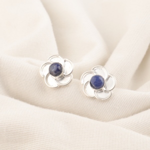 Sky Star <b>Blue</b> Sodalite Gemstone <b>Stud</b> <b>Earrings</b> 925 Silver Plated Precious Metal Alloy Luxury Style Third Party Certified <b>Earrings</b> - Product Image 1