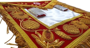 Delantal de Capítulo Masónico Grand Royal Arch, Rojo, con Triple Tau, Insignia y Flecos Dorados, Regalia Masónica, Delantal Ceremonial de Capítulo - Product Image 6