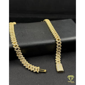 Luxury Designer Cuban Chain <b>Necklace</b> With Premium Lab Grown Diamonds <b>Statement</b> Hip Hop Jewelry For Men By Trisha Jewels - Product Image 3