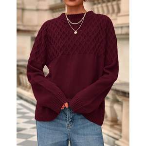 Pull en maille torsadée surdimensionné pour femme, automne 2025, manches longues, col rond, pull épais, vêtements d'hiver tissés - Product Image 6