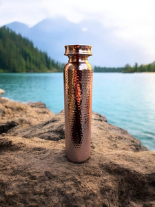 Pure Hammered <b>Copper</b> Water <b>Bottle</b> Handmade Ayurvedic <b>Drinking</b> <b>Bottle</b> With Leak Proof Lid Reusable Eco Friendly Metal Hydration - Product Image 4