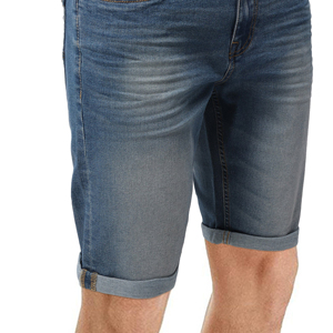 Shorts en jean slim bleu pour homme, taille moyenne, qualité export, ourlet retroussé, décontracté, cinq poches, streetwear, mode estivale - Product Image 5
