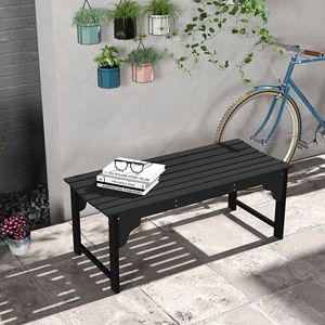 Panca da Giardino in Alluminio Pressofuso con Seduta Curva in Legno Nero per Patio e Cortile, Realizzata in Ferro e Metallo - Product Image 2