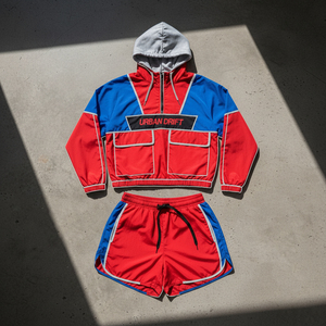 Custom <b>Women</b> 2 Piece Windbreaker Shorts Set Breathable Windproof Quarter Zip <b>Jacket</b> Running Sportswear Tracksuit Activewear Set - Product Image 3