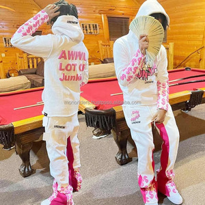 Custom Logo Men 3D for Flare Stacked Pant Hoodie Fleece Warm Tracksuit Custom High Quality Sweatsuit Winter - Product Image 1