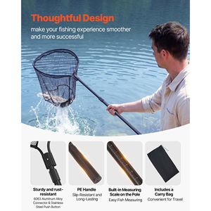 Rete da Pesca Pieghevole Telescopica con Robusto Telaio in Alluminio 6063 e PVC Rivestito in Nylon - Product Image 4