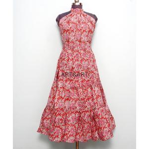 Robe ample pour femme, col en V, taille naturelle, en coton écologique respirant et lavable, imprimé palmiers, pour l'été et l'automne, idéale pour les fêtes - Product Image 1