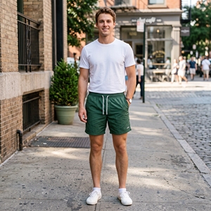 Men's Summer Crinkle Nylon Drawstring Mid Solid Sporty Eco-Friendly <b>Shorts</b> Lightweight Textured Casual OEM ODM Wholesale Factory - Product Image 5
