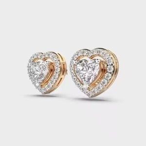 Heart And Round Cut Manufactured Luxury Moissanite Diamond <b>Earrings</b> for Women Certified Sustainable Fine Available For Sale - Product Image 2
