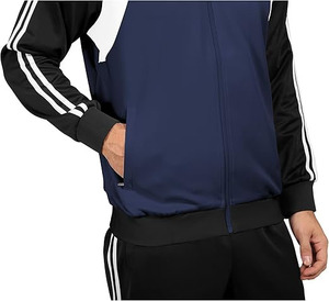 "MEN'S 2-PIECE <b>TRACKSUIT</b> COLOR BLOCK BLUE & BLACK FULL ZIP JACKET AND MATCHING TRACK PANTS WITH <b>WHITE</b> DOUBLE STRIPES" - Product Image 5