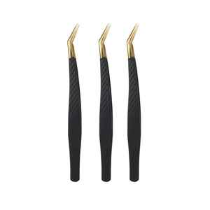 Pinzas Profesionales de Acero Inoxidable de 90 Grados Antimagnéticas para Extensión de Pestañas con Puntas de Fibra, Herramientas Premium para Pestañas - Product Image 4
