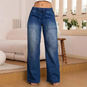Jean Baggy pour Filles Coupe Droite Ample Jambe Large en Denim Léger et Simple pour Usage Quotidien - Été Automne - Product Image 5