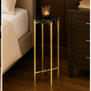 Modern Round <b>Side</b> <b>Table</b> with Black Tempered Glass Top and <b>Gold</b> Metal Frame Minimalist Living Room Furniture Decorative <b>Table</b> - Product Image 5