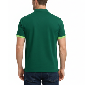 Polo Moderno Verde para Hombre con Contraste en los Puños de Manga Corta, Polo Deportivo de Alto Rendimiento - Product Image 4