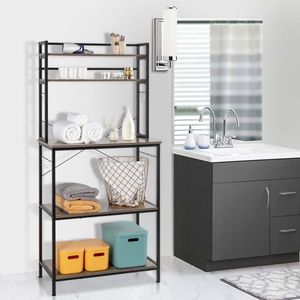 Carrello da Cucina a 5 Ripiani con 10 Ganci a S, Scaffale Portaoggetti e Supporto per Forno a Microonde - Product Image 5