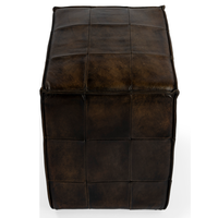 Pouf ottoman en cuir design avec rembourrage contemporain, structure en bois massif, confortable pour hôtel