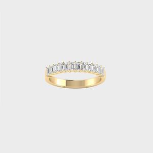 Anillo de media eternidad con diamantes de corte esmeralda de 0.85 quilates, oro de 14k, diamantes cultivados en laboratorio, color D, VVS, engaste de puntas, banda de boda para mujer - Product Image 4