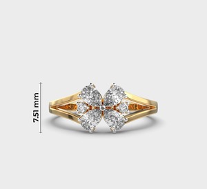 Women's IGI Certified Gold Plated Yellow Diamond Engagement <b>Ring</b> Pear Cut Flower Design Prong Setting Luxury Style - Product Image 5