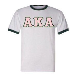 Camiseta AKA con letras para mujer, camiseta de algodón rosa, gris y verde, ropa griega informal de moda de manga corta, top cómodo para el día a día - Product Image 1
