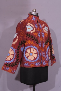 Handmade Floral Embroidered Suzani TNT Fabric <b>Jacket</b> – Handcrafted Statement coat for wedding ,party and festive wear. - Product Image 3