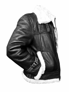 Chaqueta de Aviador de Cuero Genuino para Hombre con Forro de Algodón, Cierre de Cremallera de Secado Rápido, Estilo Motero de Invierno, Abrigo Cálido Estándar - Product Image 2