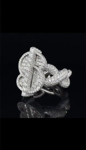 Luxury Moissanite Dollar Sign <b>Ring</b> Iced Out <b>Statement</b> <b>Ring</b> Micro Pave Baguette Stone Hip Hop Jewelry Gift Silver Tone - Product Image 6