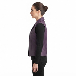 Chaleco de Cuero para Mujer con Cuello Vuelto, Sin Mangas, con Bolsillos, Chaleco de Cuero con Botones para Mujer - Product Image 3