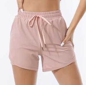 <b>Men's</b> Mid Waist Solid <b>Pink</b> 100% Cotton Anti-Wrinkle Ripped Casual Elastic Waist <b>Shorts</b> with Pockets - Product Image 1