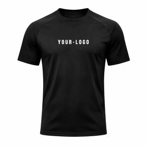 Custom Men's Black Knitted Polyester T-Shirt O-Neck Short Sleeve <b>Raglan</b> Regular Fit Eco-Friendly Breathable Quick Dry Sporty - Product Image 1
