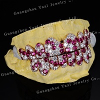 Grillz Hip-Hop S925 en argent, plaqué or 10k, 18k, 14k, avec micro-incrustation de moissanite rouge VVS D, certifié par un tiers, pour hommes et femmes
