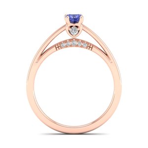 Bagues de fiançailles REYES de haute qualité en or 14 carats, diamant certifié IGI, taille ronde, pierre précieuse tanzanite 0,25 ct, bijoux fins pour femmes - Product Image 4