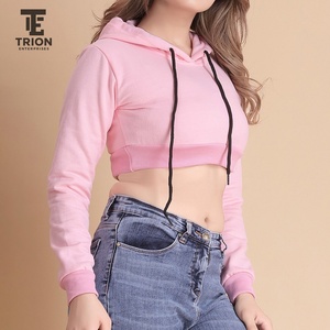 Sudadera con Capucha Corta de Invierno para Mujer, 100% Algodón, Forro Polar, Manga Larga, Bolsillo Frontal, Color Sólido, Estilo Urbano, Calidad Premium OEM - Product Image 5
