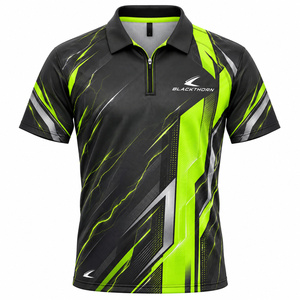 Polo zippé léger et de haute qualité pour hommes, imprimé sur mesure, pour clubs de fléchettes, avec motifs par sublimation, séchage rapide - Product Image 6