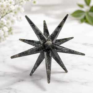 Cristal naturel de Larvikite, étoile de Merkaba à 12 pointes, pierre précieuse polie écologique pour le Feng Shui, vente en gros - Product Image 1