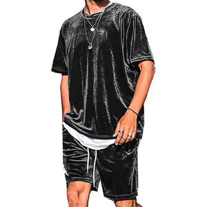 Ensemble de sport d'été personnalisé pour homme : T-shirts à manches courtes séchage rapide et shorts de gym doux pour la peau, coupe automatisée, 2 pièces - Product Image 3