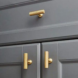 Poignée de tirage en T en laiton moderne, design linéaire, quincaillerie pour cuisine, salle de bain, salle à manger, porte, commode, armoire, tiroir, poignées de meubles - Product Image 4