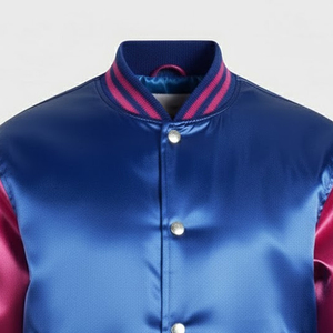 Blouson Bomber Varsity en Satin Rouge Personnalisé avec Logo, pour Homme, Décontracté, avec Impression Frontale, Vêtement d'Hiver Respirant et Écologique 100% Polyester - Product Image 3