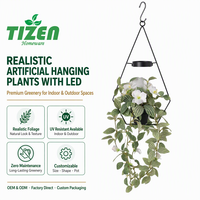 Plante suspendue artificielle de 60 cm avec lumière LED, vigne rampante artificielle avec support, feuilles en PE résistantes aux UV pour l'intérieur et l'extérieur