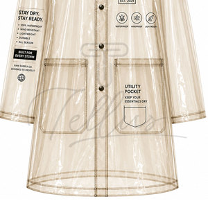 Veste de pluie longue transparente à capuche pour femme, personnalisable, pour l'hiver, utilisation en extérieur, imperméable, séchage rapide, coupe-vent, écologique, respirante - Product Image 6