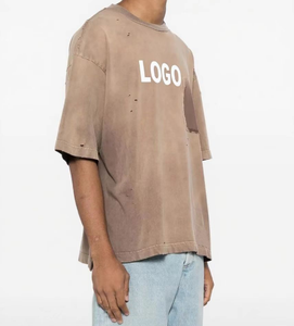 T-shirt Homme Personnalisé avec Logo OEM, 300 g/m², Grammage Lourd, Lavage Acide, Manches Courtes, Col Rond, Coupe Oversize, Tricoté, Numérique, Vierge pour Homme - Product Image 3