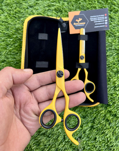 Professional 2Pcs <b>Barber</b> Hair Cutting Thinning Shears <b>Set</b> 6.5 Inch Sharp Gold Stainless Steel Salon Hairdressing Kit - Product Image 3