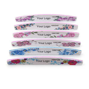 Lime à ongles personnalisée avec logo floral, grain 100/120, 100/180, 180/240, outil de manucure de précision, pointe en plastique lisse - Product Image 1