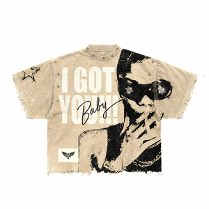 T-shirt graphique vintage surdimensionné personnalisé 2026 unisexe streetwear en coton délavé marron effet vieilli style punk - Product Image 3