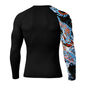 Rashguard à manches longues pour homme, imprimé dragon noir, design par transfert thermique direct, respirant, séchage rapide, Spandex/Polyester - Product Image 5