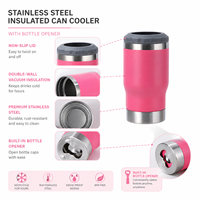 Refroidisseur de canettes de bière en acier inoxydable à double paroi, 4 en 1, 14 oz, avec logo personnalisé, revêtement en poudre, ouvre-bouteille
