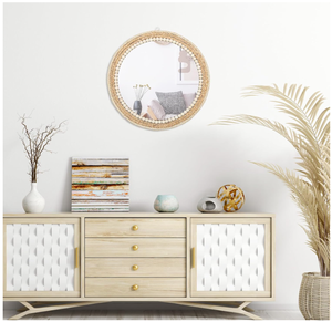 Vietnam Modern Grass Floral Round <b>Mirror</b> Handmade Wall Decor - Product Image 4