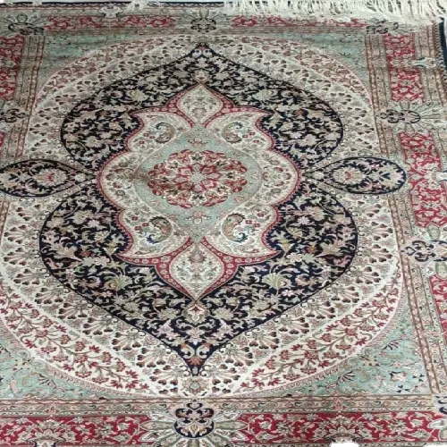 실크 카펫 지역 양탄자에 손 매듭 순수 카슈미르 실크 홈 섬유 장식 전통적인 카펫