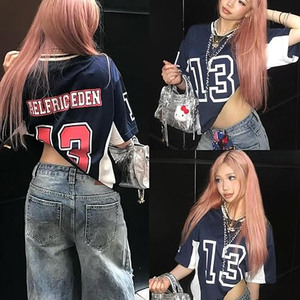 OEM Custom Men Women <b>Mesh</b> Crop <b>Top</b> Retro Football Jersey Oversized Boxy Fit Polyester Summer Streetwear - Product Image 4