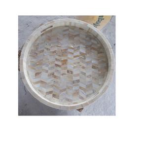 ถาดจัดเก็บของตกแต่งทรงกลมทำจากเปลือกหอยมุก งานฝีมือคุณภาพพรีเมียม ถาดเสิร์ฟเปลือกหอยมุก - Product Image 1