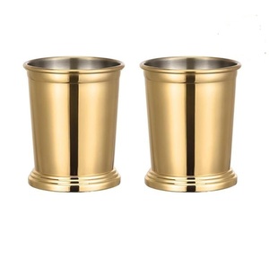 Gold Plated Metal Mint Julep <b>Cups</b> <b>Set</b> Classic Bead Edge Design For Parties And Events Barware Beer Drink Julep <b>Cups</b> - Product Image 1